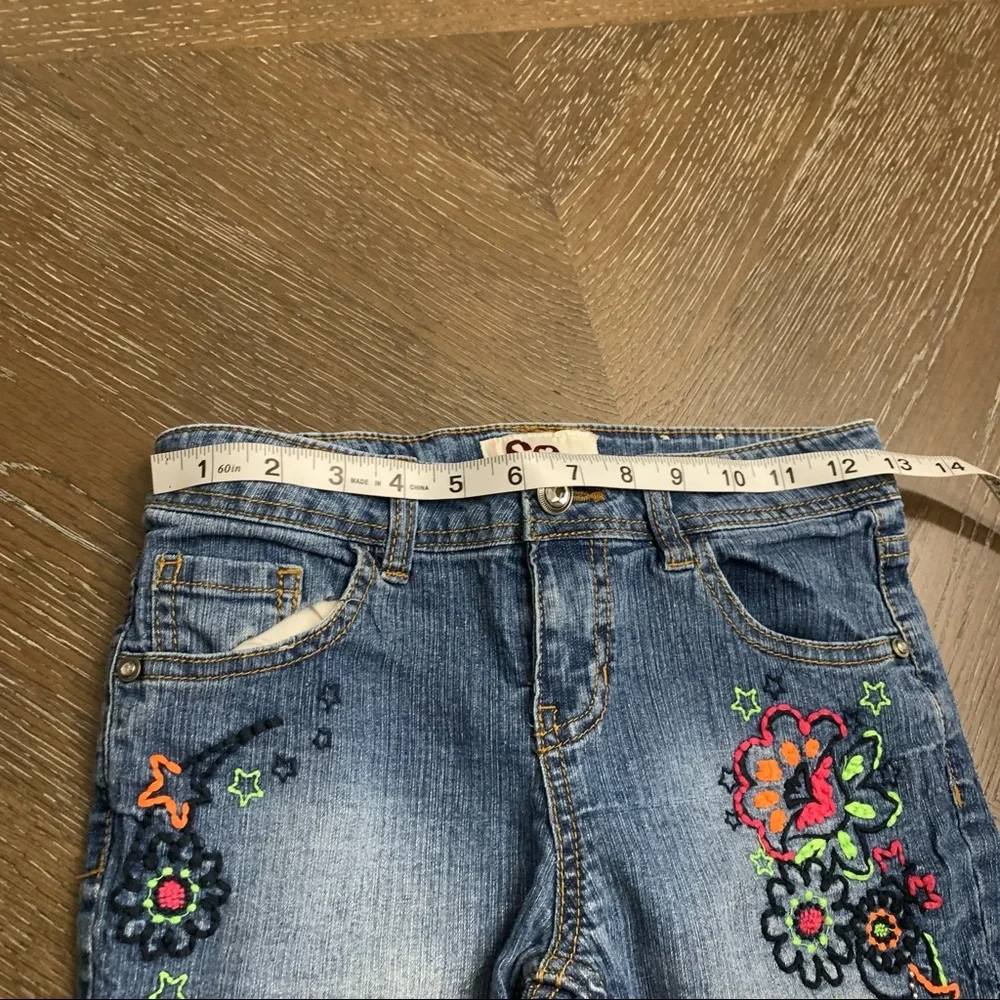 SO distressed denim embroidered Bermuda shorts Size 12